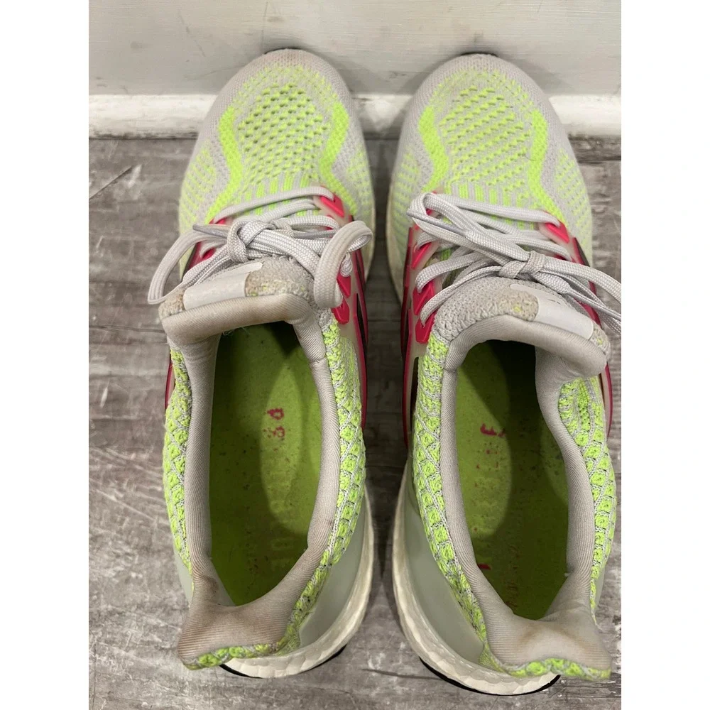 Adidas Running Shoes UltraBoost 2.0 Mens 11 Grey Solar Yellow Pink Sneaker Shoes